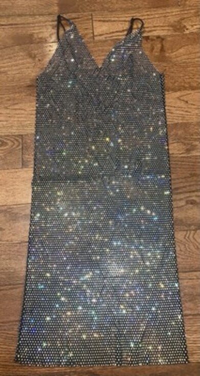Boutique Rhinestone Slip Dress Heavy Crystal Sparkle Party Miami One Size - Picture 4 of 6